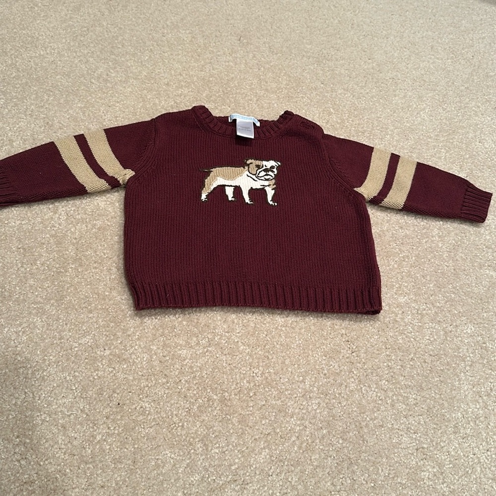 Really cute burgundy and tan sweater,Janie and Jack  sweater size 6-12 month.